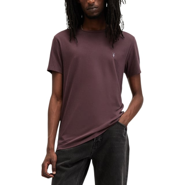 ALL SAINTS Tonic Men’s T-Shirt 
Style Name : Tonic
100% Cotton
Made in India
Regular Fit
Crew neck
Short Sleeve
Pullover
Ramskull Embroidered Logo at the chest
Machine Wash (Please see the washing Instruction)