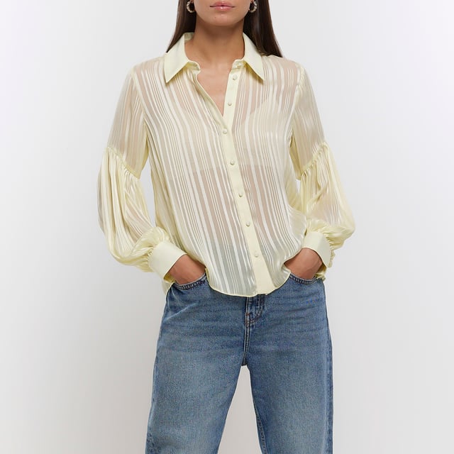 River Island Yellow stripe long sleeve shirt (UK size) main image 1