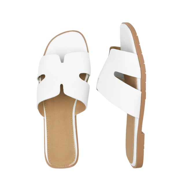 Boven: PU (Polyurethaan). Buitenzool: Synthetisch. Wreefband, Zachte stoffen banden. Vlakke. Ontwerp: Eenvoudig. Teenstijl: Open. Sluiting: Slip-on.
