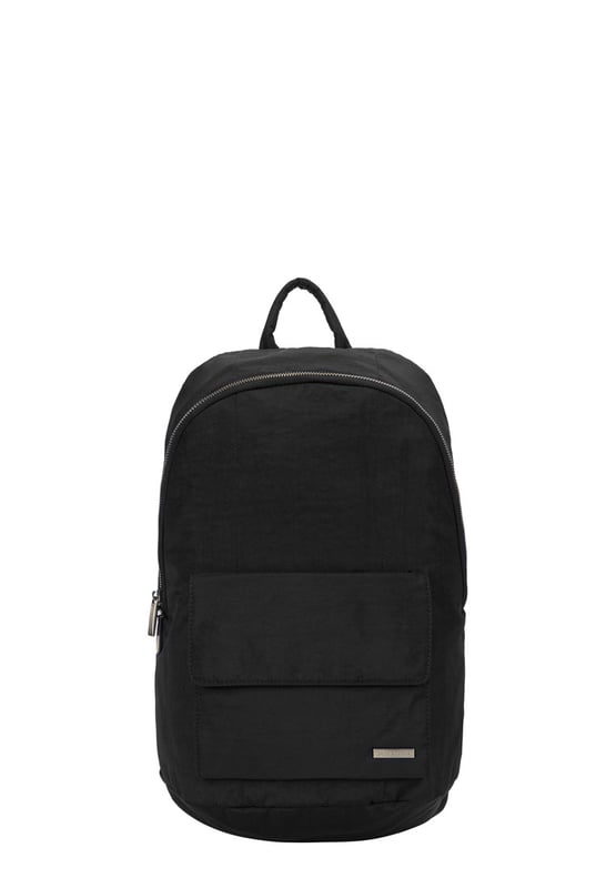 The Zip Around Nylon Backpack is the go-to bag for everyday essentials. The classic silhouette is cut in our signature nylon featuring a flap over zip pocket to the front. Inside features a 15” padded laptop sleeve with additional internal pockets for organised storage. Features: , Zip top opening, Front flap over zip pocket, Rear zip pocket, SMITH & CANOVA antique brass logo, Branded antique brass zips, Padded grab handle, Adjustable padded backpack straps, Internal 15 inch padded laptop sleeve, Internal zip pocket, 2 Internal mobile phone slip pockets - fits normal and plus size smart phones, 2 Internal pen slip pockets Style Ref: 92681 BLACK