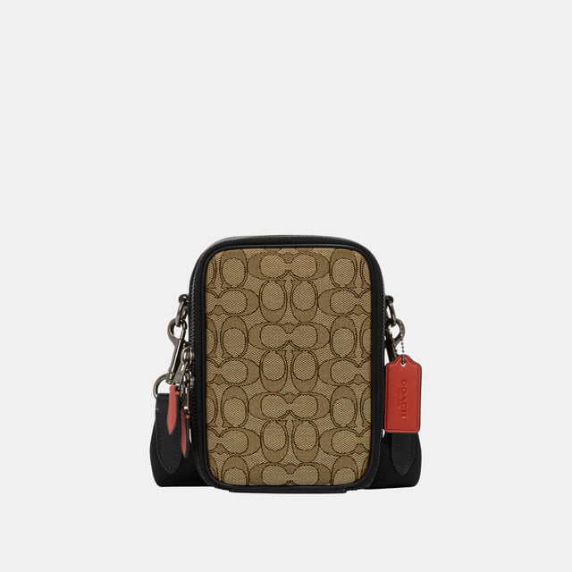 Stanton Crossbody in Signature Jacquard Length 12.5cm,  Width 5.0cm, Height 18.0cm