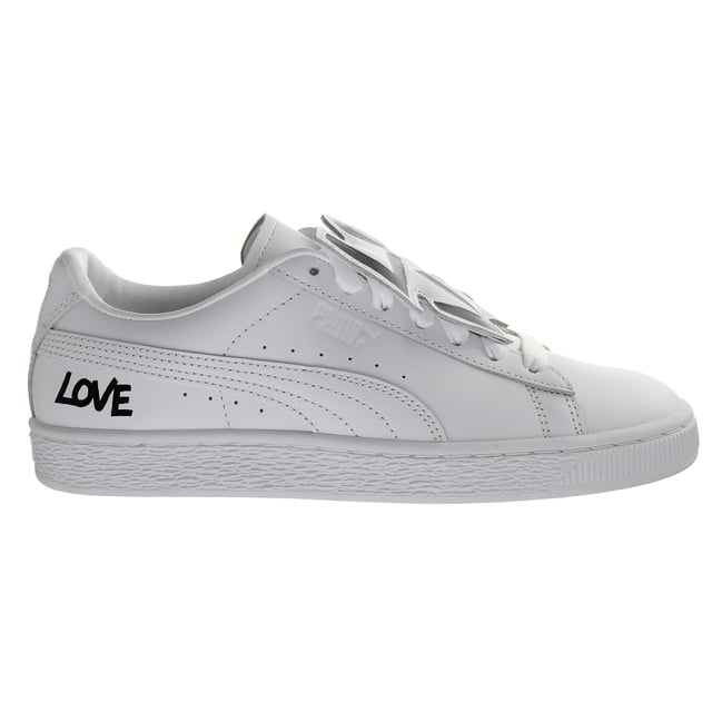 Womens puma white basket leather shop trainers
