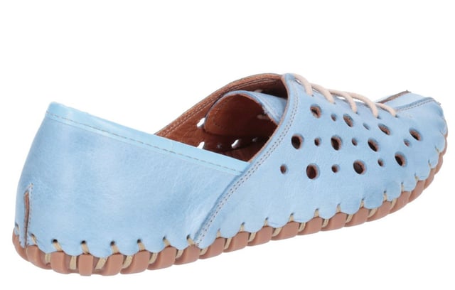 Indulge in luxurious comfort with this Italian-inspired summer casual shoe from Riva. Designed for all-day wear, it features a super flexible sole unit and a deeply cushioned foam footbed, providing exceptional support and comfort. The shoes soft and supple leather uppers are complemented by a low-profile design with a polished leather heel rim, adding a touch of sophistication. A stylish bicycle toe front, adorned with circular perforations and punched details, enhances its aesthetic appeal. The elasticated lace front offers a comfortable, stretch fit, while the luxuriously soft leather lining and ergonomically shaped footbed ensure your feet remain pampered throughout the day. The sole unit, complete with rope stitching, adds a final touch of craftsmanship and flexibility.- Leather upper- Elasticated laces- Cushioned footbed- Leather lining- Durable rubber outsole