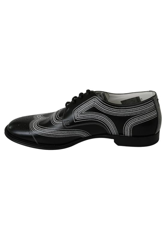Dolce & Gabbana Men's Black Leather Derby Formal White Lace Shoes