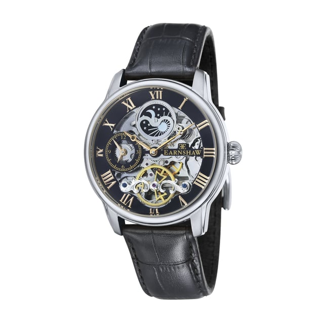 COLLECTION: LONGITUDE AUTOMATIC SKELETON
MODEL: ES-8006-04
MOVEMENT: AUTOMATIC SKELETON 
CASE MATERIAL: STAINLESS STEEL
CASE DIAMETER (MM): 44
CASE THICKNESS (MM): 14
CASE SHAPE: ROUND
CASE COLOR: STAINLESS STEEL
DIAL COLOR: BLACK
BAND: GENUINE LEATHER STRAP
BAND COLOR: BLACK
BUCKLE: STRAP BUCKLE
BAND WIDTH (MM): 22
WATER RESISTANCE: 5 ATM
WATCH WEIGHT (G): 100
WARRANTY: 2 YEARS INTERNATIONAL WARRANTY