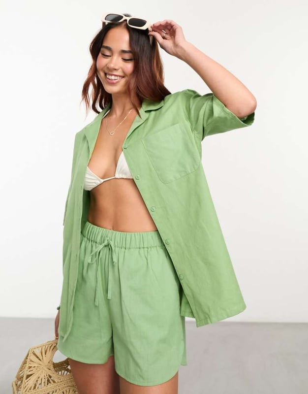 Swimwear & Beachwear by Esmée  Shorts sold separately Revere collar Button placket Chest pocket Regular fitSold By: Asos