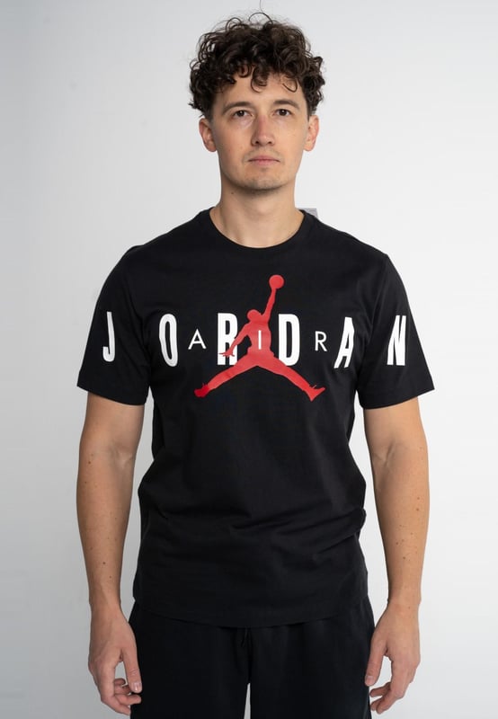 Elevate your wardrobe with this Jordan Men's Air Stretch T-Shirt mixing a bold statement of style and fashion-forward pick. - - . Rep your favorite brand to the fullest in the Jordan Air Stretch Tee. - -. This essential T-shirt is made from soft, breathable cotton and features the iconic Air Jordan logo across the front. - -.  Pair it with your favorite Jordan Retros for an easy everyday look.