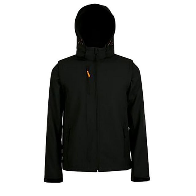 Mens jacket. Waterproof 8000mm and breathable 1000g TPU membrane. Windproof. Micro fleece inner layer. Detachable adjustable peaked hood. Full length zip with inner storm flap. Detachable sleeves. One chest zip pocket and two front zip pockets with contrast zip pulls. Adjustable cuffs. Drawcord hem. Fabric: 95% Polyester, 5% Elastane Outer. Mens Chest (to fit inches): S(36/38), M(38/40), L(41/42), XL(43/44), XXL(45/47).
