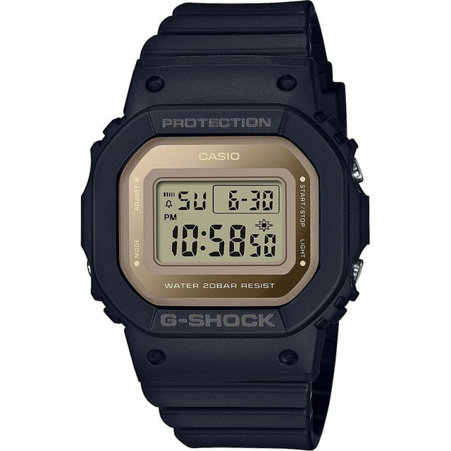 This Casio G-shock Digital Watch for Women is the perfect timepiece to wear or to gift. It's Black  Rectangular case combined with the comfortable Black Plastic watch band will ensure you enjoy this stunning timepiece without any compromise. Operated by a high quality Quartz movement and water resistant to 20 bars, your watch will keep ticking. This sporty and trendy watch is a perfect gift for New Year, birthday,valentine's day and so on  This Digital watch has a calendar function: Day-Date, Stop Watch, Countdown, Alarm and Light High quality 19 cm length, 22 mm wide, Black Plastic Strap with a Buckle Case measurement: 34 X 40 mm, Case height: 11 mm and Case color: Black Dial color: LCD