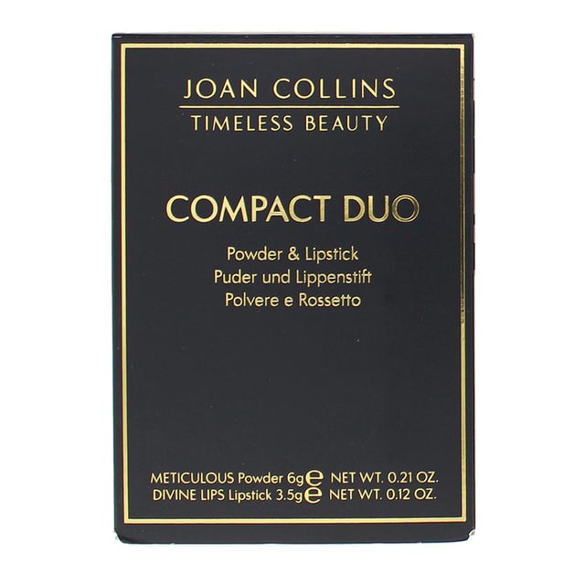This beautifully designed compact duo brings the two ultimate make up essentials together - Meticulous Skin Perfecting Powder evens tone, regulates shine, hydrates and fills fine lines to make the skin look fabulous and a super hydrating, highly pigmented Divine Lips lipstick to add colour and protect the lips. Unique, elegant compact with mirror in lid and a powder puff..