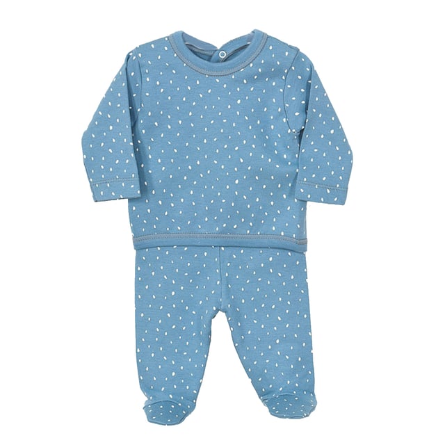 Baby set Babidu.
 Color blue
 Long sleeve and long pants set.
 Round neck with ribbed finish.
 Seams seen in tone.

 Composition: 100% Cotton

 Wash at maximum temperature 40º
 -Do not use bleach
 -Support iron
 -Tumble dry low
 Composition: 100% cotton
 Care:
Wash at maximum temperature 40º
 -Do not use bleach
 -Accepts iron
 -Dry at low temperature