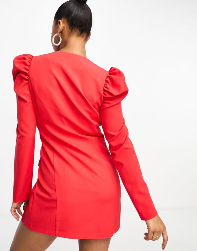 Red long sleeve blazer dress on sale