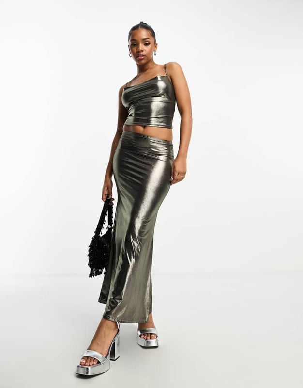Skirts by Miss Selfridge Part of a co-ord set Top sold separately Metallic finish Mid rise Elasticated waistband Regular fitSold By: Asos