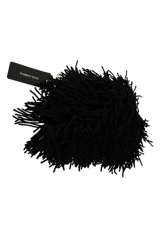 Dolce & Gabbana Black White Knitted Cashmere Animal Design Hat display picture 3