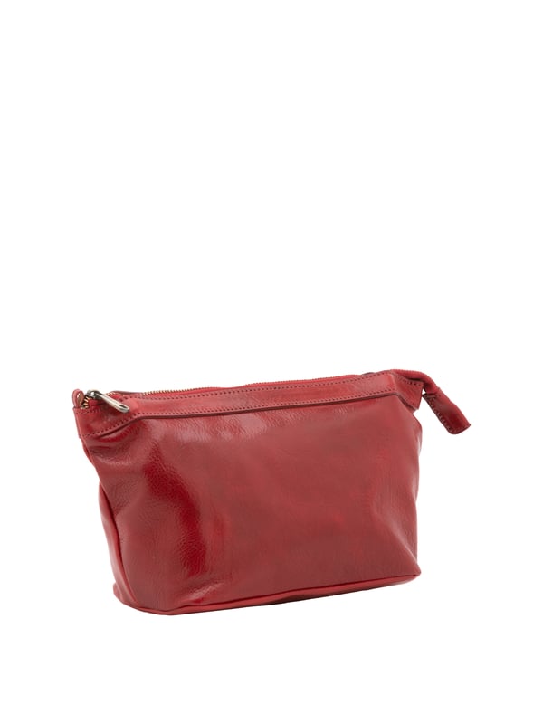 Bolso de mano unisex. El cierre es con cremallera. Los bolsillos internos son dos con cremallera y dos abiertos. Los bolsillos externos están ausentes. Falta la correa para el hombro. El mango es de piel. Hay un compartimento interno. El material exterior es auténtica piel de vacuno. Internamente está forrado en algodón. Medidas: 18x23x12 cm. Hecho en Italia