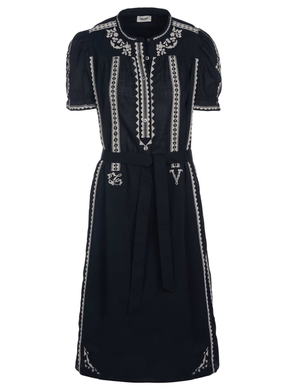 100% algodón; Vestido Zadig & Voltaire RIGY COTON BROD;  Modelo: WWDR01204 010FS;  Mano de obra de alta calidad;  100% algodón;  Soplo;  Cierre de cinco botones;  cuello redondo;  bordado floral