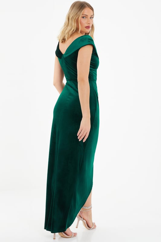 Heavy Embroidered Bottle Green Velvet Dress for Party Wear & Weddings (DZ18626) main image 0