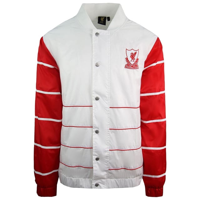 Majestic L.F.C Liverpool FC Long Sleeve White Red Mens Bomber Jacket A6720