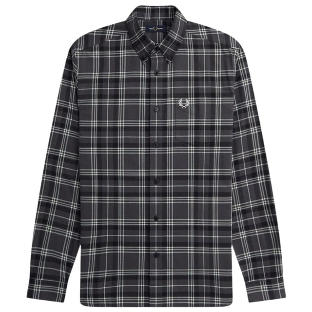 Zwart overhemd met lange mouwen, 100% katoen, overhemd met zwarte Schotse ruit. Knoopsluiting, overhemd met lange mouwen, kraag met kraag, overhemd van twill met Schotse ruit