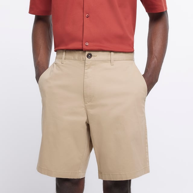 River Island Mens Chino Shorts Beige Slim Fit