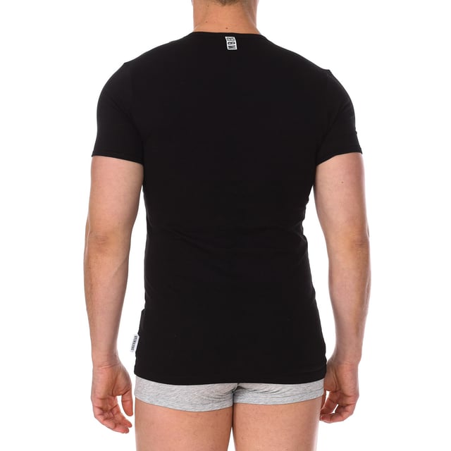 Bikkembergs short sleeve t-shirt.
 V-neck with ribbed finish.
 Fabric label personalized by the brand on the back of the neck.
 Comfortable and breathable fabric.
 Seams seen in tone.
 Composition: 95% Cotton, 5% Elastane
 Care:
Care:
 -Wash at max temperature. 40ºC.
 -Do not use bleach.
 -Supports dry cleaning.
 -Allows you to use a dryer.
 -Iron at max temperature. 130ºC.