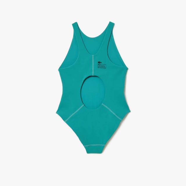 Women’s Lacoste One-Piece Recycled Polyamide Swimsuit - Low back  integrated lining: On-trend cut  maximum comfort. Quick-dry  chlorine-resistant fabric with UV protection: Lacoste continues to innovate. Silicone crocodile on chest: The essential signature. Recycled Polyamide: Limiting the use of new materials. Please note that returns will only be accepted if the hygiene label is still attached to the product.