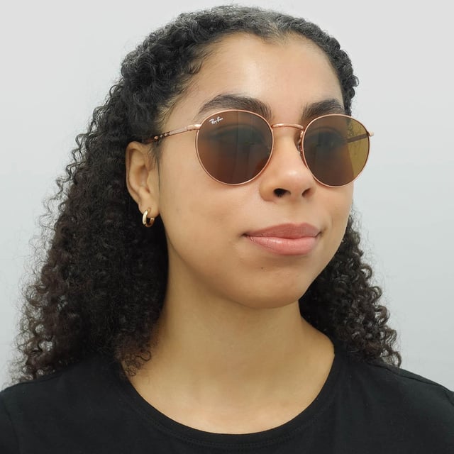 Round Metal Ray Ban Round Pink Gold Round Sunglasses Ladies Ray