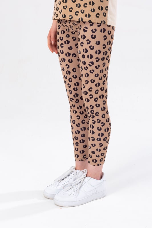 HYPE GIRLS BEIGE CHEETAH SCRIPT LEGGINGS