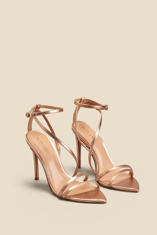 They'll make you feel like dancing
Chic strappy style
Fierce pointed toe
Stiletto heels always look sexy
Gold goes with everything
Amp up jeans and a nice top or your favourite LBD