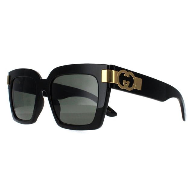 Gucci Square Womens Black with Gold Grey GG1689S  Sunglasses embody the brandâ€™s flair for blending bold, contemporary style with classic luxury. Featuring a modern, square frame, these sunglasses exude confidence and sophistication, making them a standout accessory for any fashion-conscious individual. The GG1689S showcases the signature interlocking double-G logo on the temples, a symbol of Gucciâ€™s legacy and meticulous craftsmanship. Designed with high-quality lenses that provide superior UV protection, these sunglasses offer not just style but practicality.