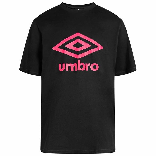 Introducing the must-have classic from the renowned Umbro brand, the Large Logo T-shirt. This t-shirt is a wardrobe essential that combines comfort and style effortlessly. With its simple yet tailored cut, it is designed with the male figure in mind, ensuring a flattering fit.

Crafted from 100% cotton, this t-shirt offers a soft and gentle feel against the skin. The fabric's high-quality construction guarantees both durability and breathability, allowing for optimal airflow and ventilation, especially on warm days. You'll appreciate the comfort and coolness it provides, keeping you feeling fresh throughout the day.

The t-shirt features a sleek, solid color, providing a versatile option that can be easily paired with a variety of outfits. To add a touch of branding, a prominent and eye-catching Umbro logo adorns the chest, showcasing your affinity for quality and style.

Perfect for casual occasions and everyday wear, the Umbro Large Logo T-shirt is a reliable choice that effortlessly combines comfort and fashion. Its superior fabric, impeccable fit, and attention-grabbing logo make it an essential addition to your wardrobe.