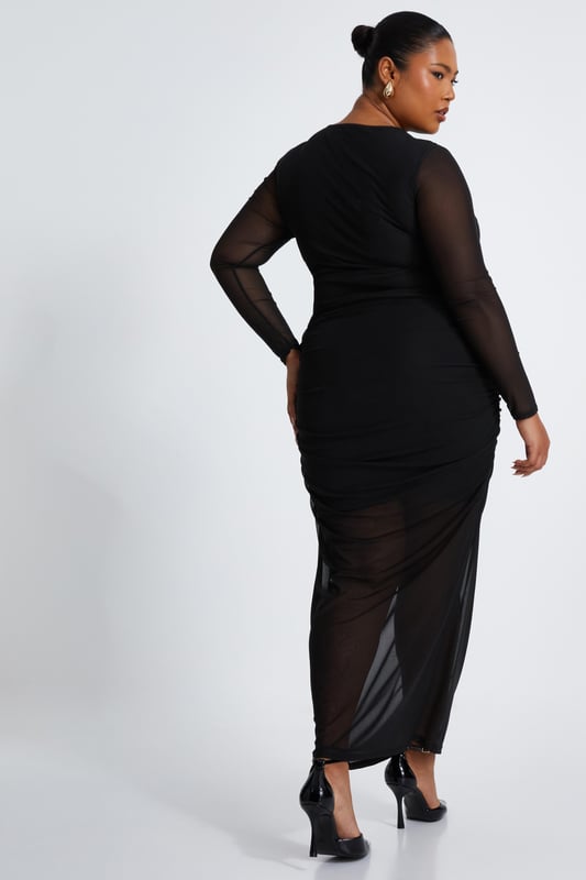 - Mesh finish - Lined - Round neck - Ruched details - Cropped fit - Model height: 5' 7" - Model wears uk 18 / us 14 / eur 46 - Always check the care wash label - Cool hand wash with mild detergent