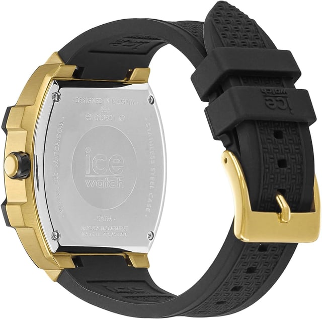 This Ice Watch Ice Boliday - Black Gold Multi Dial Watch for Men is the perfect timepiece to wear or to gift. It's Gold  Tonneau case combined with the comfortable Black Silicone watch band will ensure you enjoy this stunning timepiece without any compromise. Operated by a high quality Quartz movement and water resistant to 5 bars, your watch will keep ticking. Express your timeless elegance with the ICE boliday - Black gold. Its bold combination of deep black and dazzling gold captures the essence of luxury and sophistication. This Multi Dial watch has a calendar function: Day-Date as well as 24-hour Display , Luminous Hands and Luminous Numbers High quality 21 cm length and 21 mm width Black Silicone strap with a Buckle Case measurement: 39 X 50 mm,case thickness: 12 mm, case colour: Gold and dial colour: Black