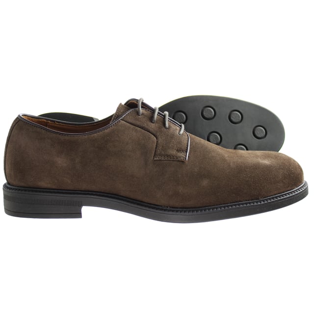 Hackett Plain Derby Mens Brown Shoes Hackett Plain Derby Lace-Up Zapatos de cuero de cuero de gamuza marrón HMS20725 898
