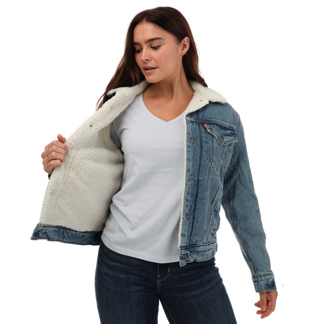 Levis denim sherpa trucker jacket womens outlet