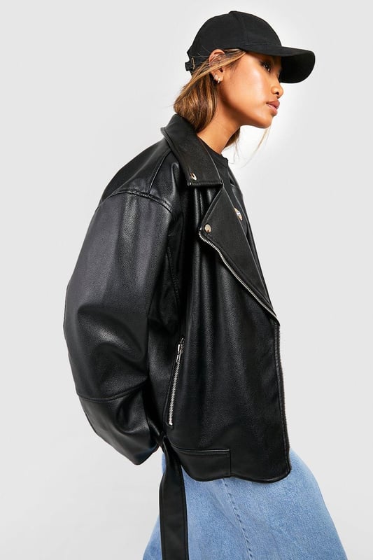 A short, close-fitting jacket complete with zips and stud detailing, rock some seriously cool vibes on the day-to-day with a biker jacket. Whether you prefer cropped, longline or a classic oversized shape for vintage vibes, biker jackets are a wardrobe classic that's perfect for edging up your outfit. Layer up your dress with a suede biker jacket, or show off your shape with a black biker jacket that's both timeless and flattering.Style: Faux Leather JacketFabric: Faux LeatherLength: LonglineSleeve Length: Long Sleeve