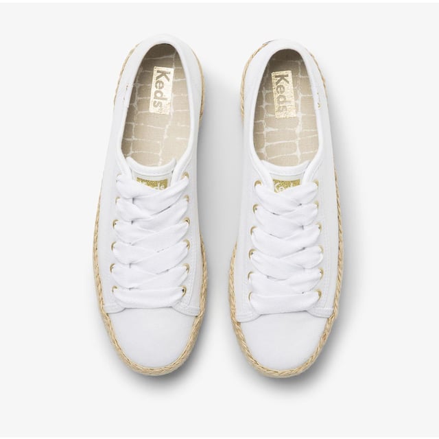 Keds TripleKick Canvas Organic Cotton Cushiony White Shoes with