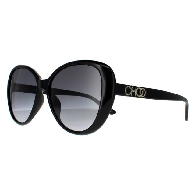 Jimmy Choo Sunglasses AMIRA/G/S 807 9O Black Dark Grey Gradient are a butterfly shape made from lightweight acetate. The slim branded temples provide brand authenticity.