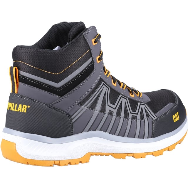 Caterpillar Charge PU/Mesh/TPU Black/Orange Hiking Boots The Charge S3 is a non-metallic safety hiker with a composite toe and an SRC rated slip resistant rubber outsole.