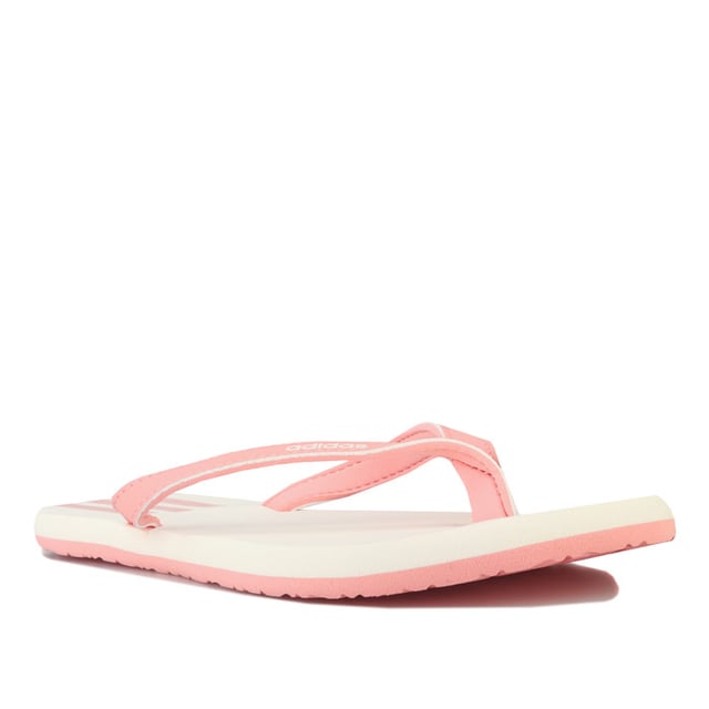 Women's adidas Eezay Flip Flops in Pink white Womens adidas Eezay Flip Flops in glow pink - cloud white.- Slip-on design.- Slim straps with toe thong.- Lightweight EVA midsole and outsole.- adidas linear branding to strap.- 3-Stripes branding on footbed.- Synthetic upper Synthetic lining Synthetic sole.- Ref: EG2035