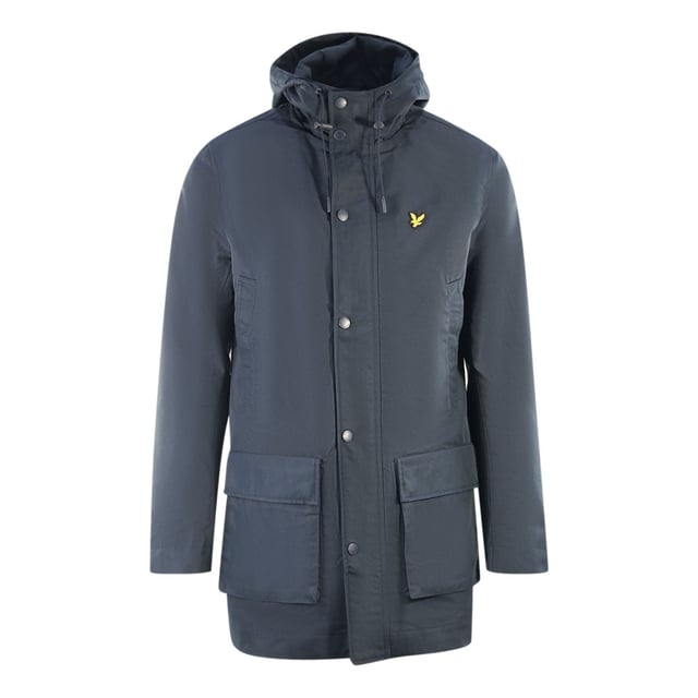 Lyle & Scott Hooded Parka Navy Blue Jacket. Brave the elements in style with the Lyle & Scott Jacket. This sleek coat is designed That looks great with almost any outfit. Make a statement with a jacket that looks great and keeps you protected from the elements.. Lyle & Scott Navy Blue Coat, 65% Polyester, 35% Cotton, Button Closure Wind Flap. Central Zip Closure, 2 Button Closure Pockets. Regular Fit, Fits True To Size, Branded Badge Front Left Chest. Style: JK1611V Z271