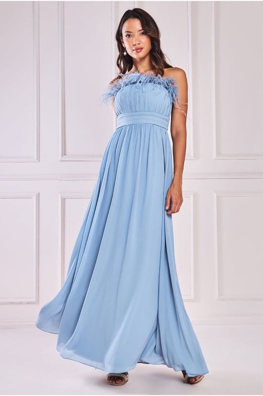 Chiffon bandeau maxi dress clearance