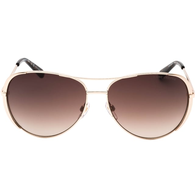 Marc Jacobs gouden zonnebril, lensbreedte = 59 mm, neusbrugbreedte = 14 mm, armlengte = 140 mm, zonnebril, zonnebrillendoos, schoonmaakdoekje en onderhoudsinstructies allemaal inbegrepen, 100% bescherming tegen UVA- en UVB-zonlicht en conform de Britse norm EN 1836: 2005, gouden zonnebril