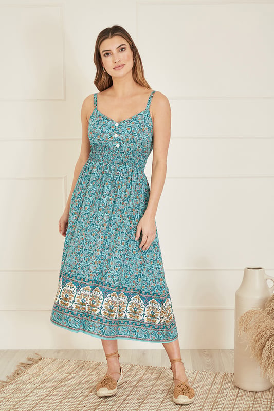 knee length dresses for ladies Dark Green Linen Midi Dress – Handmade Cottagecore Fit & Flare Summer Dress