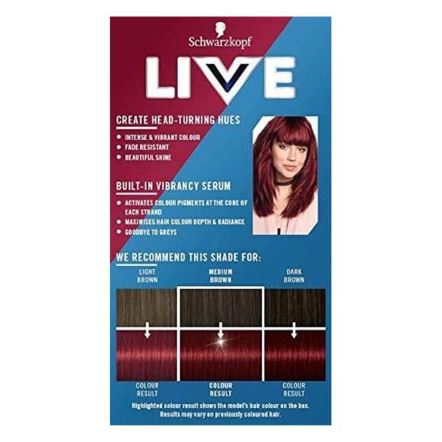 2x Schwarzkopf Live Intense Colour Permanent HairDye,043 Red Passion With Serum - Foto 3