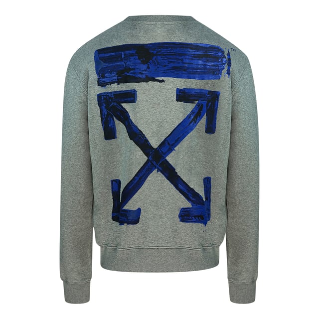 Off White Blue Black Arrow Back Logo Grey Sweatshirt