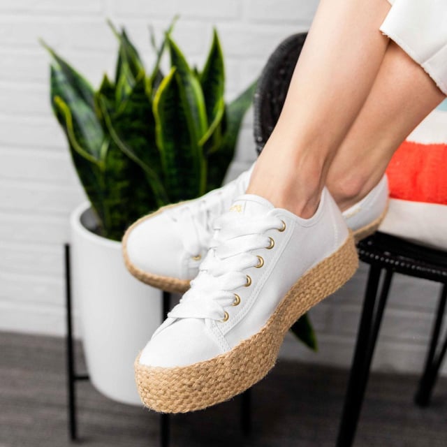 Keds TripleKick Canvas Organic Cotton Cushiony White Shoes with
