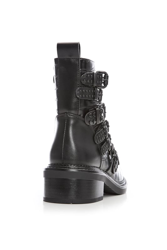 Black croc clearance biker boots