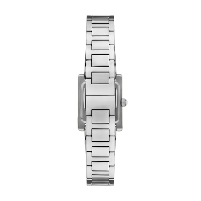 This Emporio Armani Genni Analogue Watch for Women is the perfect timepiece to wear or to gift. It's Silver  Rectangular case combined with the comfortable Silver Stainless steel watch band will ensure you enjoy this stunning timepiece without any compromise. Operated by a high quality Quartz movement and water resistant to 5 bars, your watch will keep ticking.
