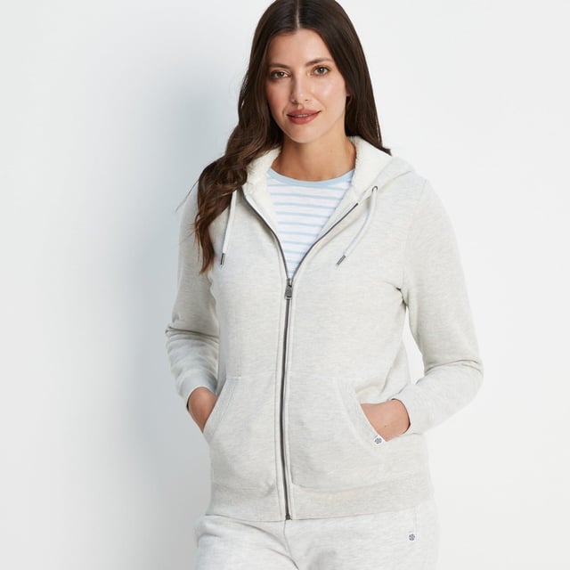 Finch Womens Sherpa Fleece Lined Hoody White Sand Marl